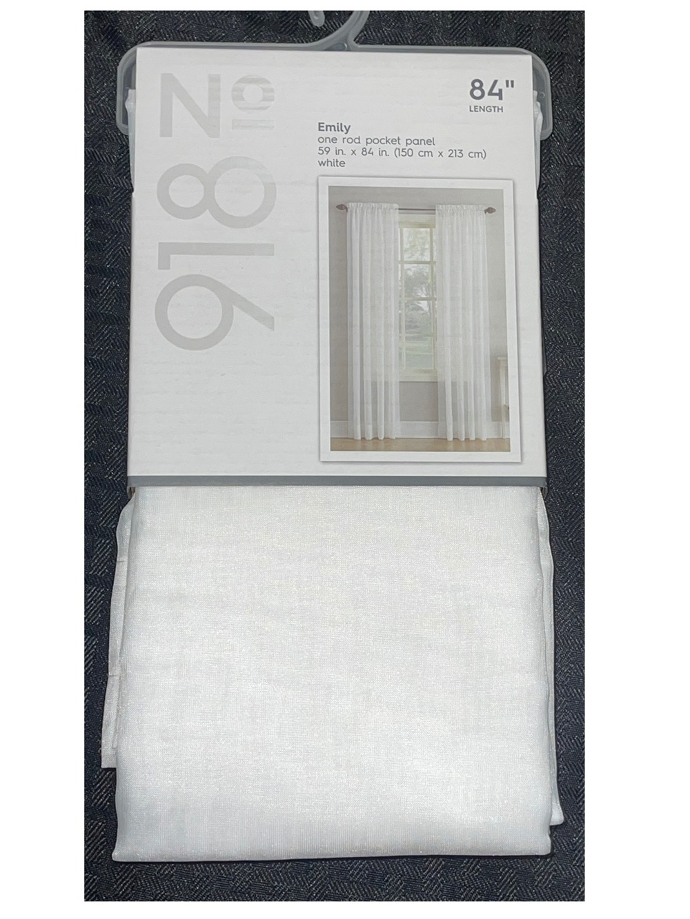 Emily White Sheer One-Rod Pocket Sheer Curtain Panel - 59”X84”
